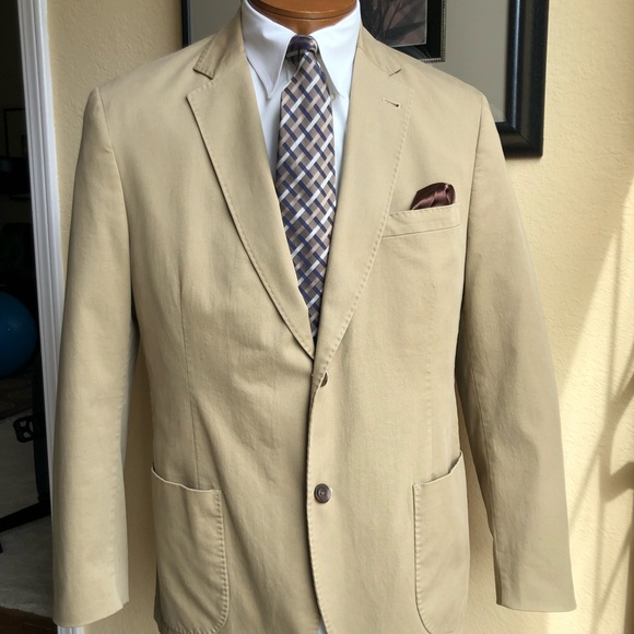 Kroon 2 Button Medium Weight Tan Cotton Jacket Size 40R - Picture 3 of 15